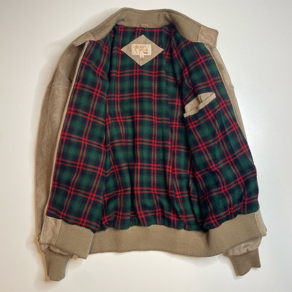 Vintage 90’s The Fox Collection Suede Leather Bomber Jacket Gray Chinstrap M - Picture 4 of 8